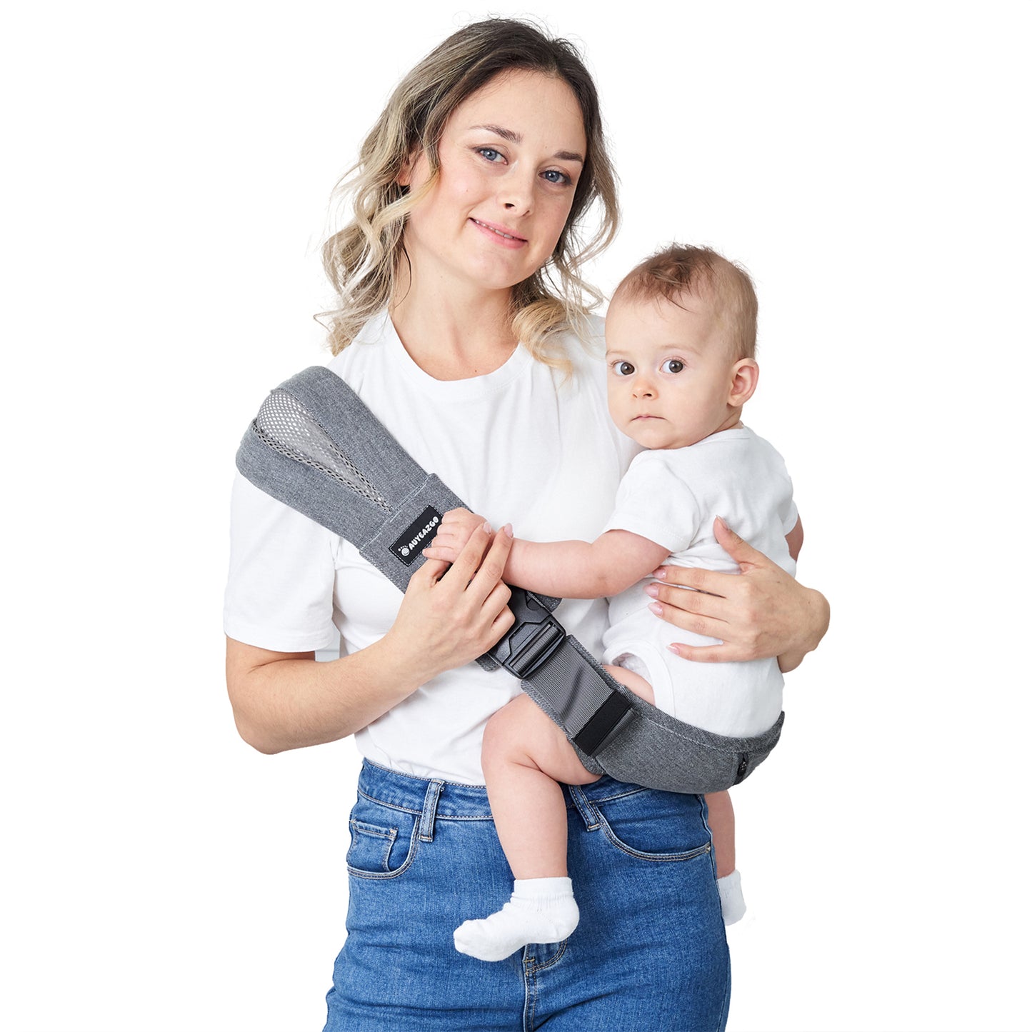 Toddler Sling, AUYEAZGO Ergonomic Baby Sling with Adjustable Strap, Soft Padding & Non-Slip Hip Seat, Perfect for Infant and Toddler(7-44 lbs), Premium Cotton, Steel Gray