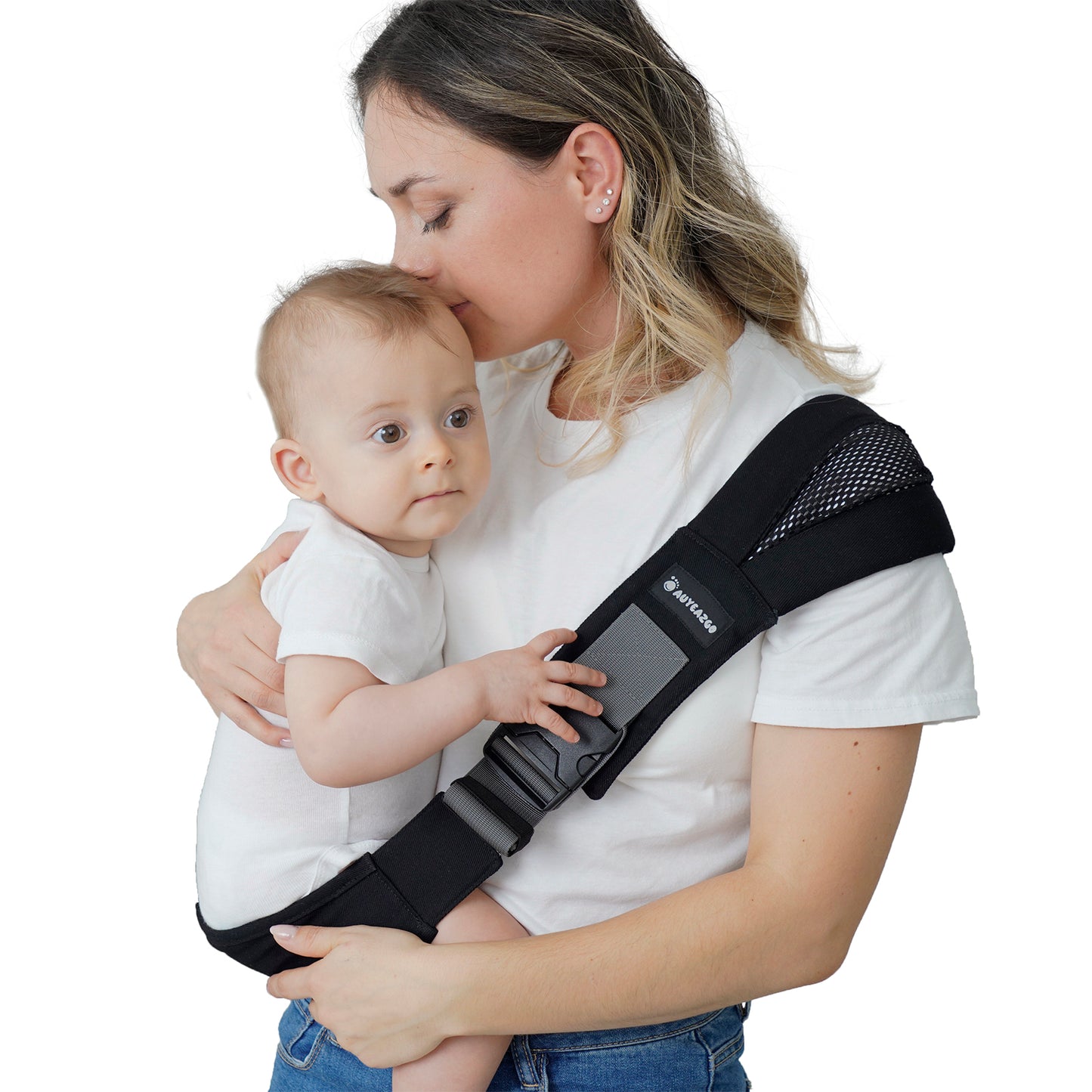 Toddler Sling, AUYEAZGO Ergonomic Baby Sling with Adjustable Strap, Soft Padding & Non-Slip Hip Seat, Perfect for Infant and Toddler(7-44 lbs), Premium Cotton, Steel Gray