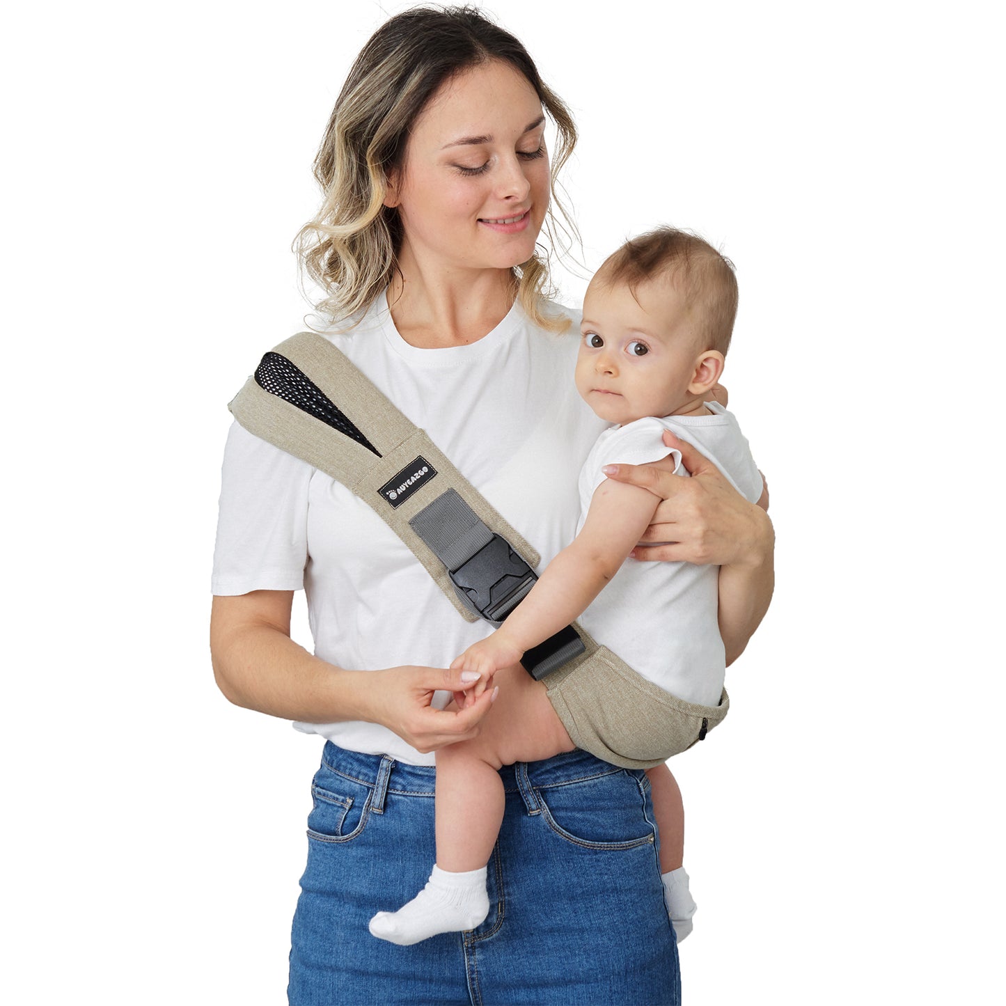 Toddler Sling, AUYEAZGO Ergonomic Baby Sling with Adjustable Strap, Soft Padding & Non-Slip Hip Seat, Perfect for Infant and Toddler(7-44 lbs), Premium Cotton, Steel Gray